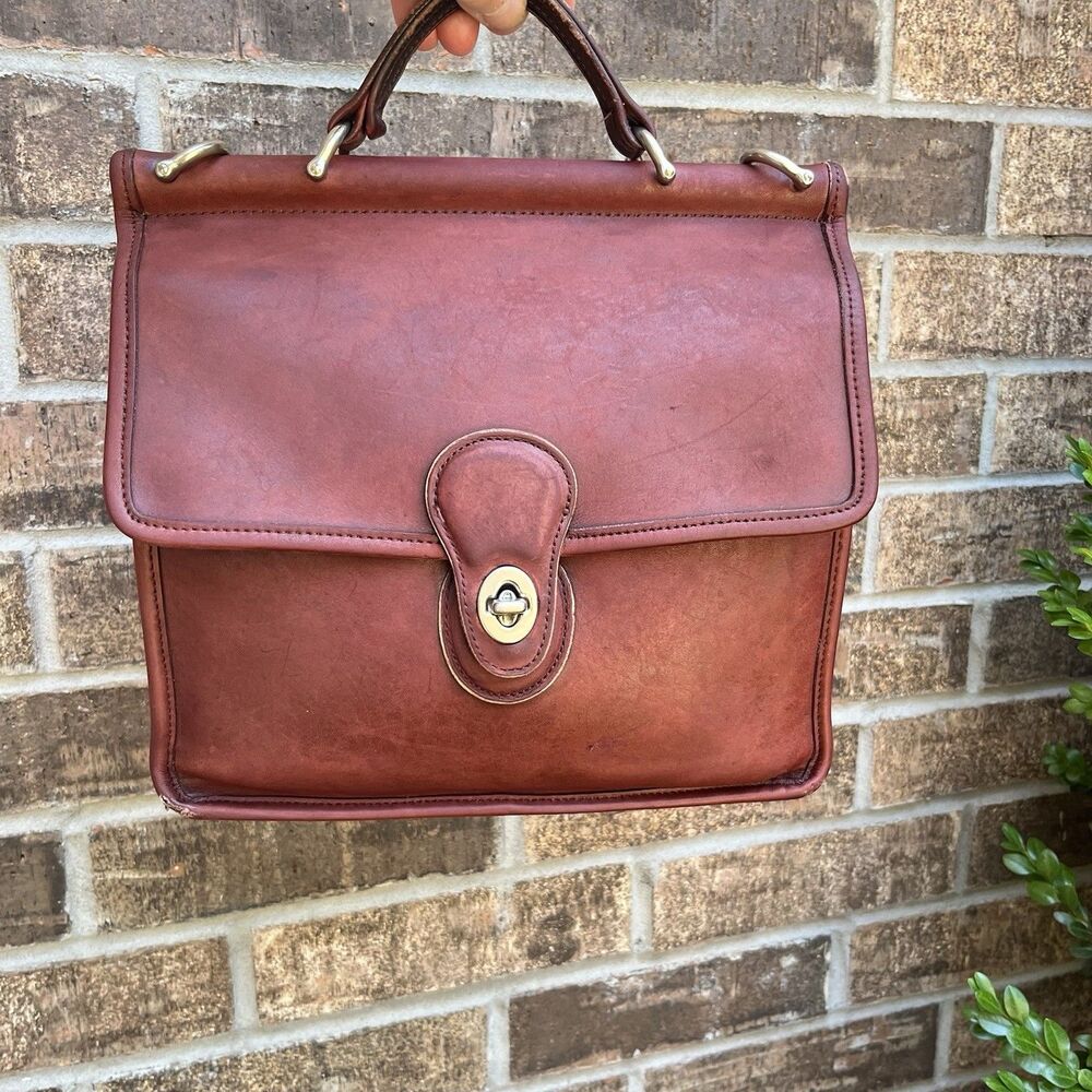 Coach 1999 Willis Bag 9927 *READ* Rare Currant/Burgundy Leather Strap No Tag Vtg